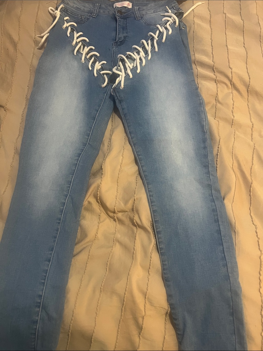 Light Blue Lace-Up Women’s Jeans